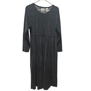 Erika & Co Womens Black Velour Empire Waist Maxi Dress Long Sleeve Medium